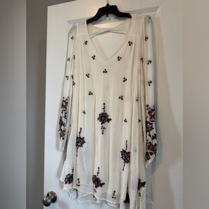 Free People Floral Embroidered White Dress